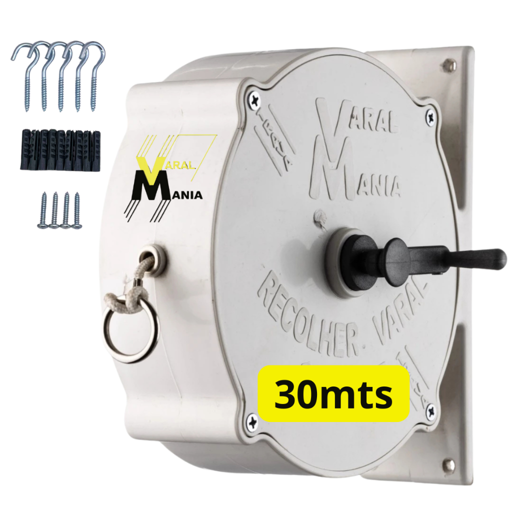 Varal Recolhível De Parede 30m Branco Resistente Ao Tempo, Sol e Chuva Para Casas e Apartamentos em Oferta na Shopee