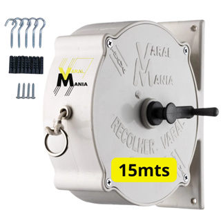 Varal Recolhível De Parede 15m Branco Resistente Ao Tempo Sol e Chuva, Para Casas e Apartamentos em Oferta na Shopee