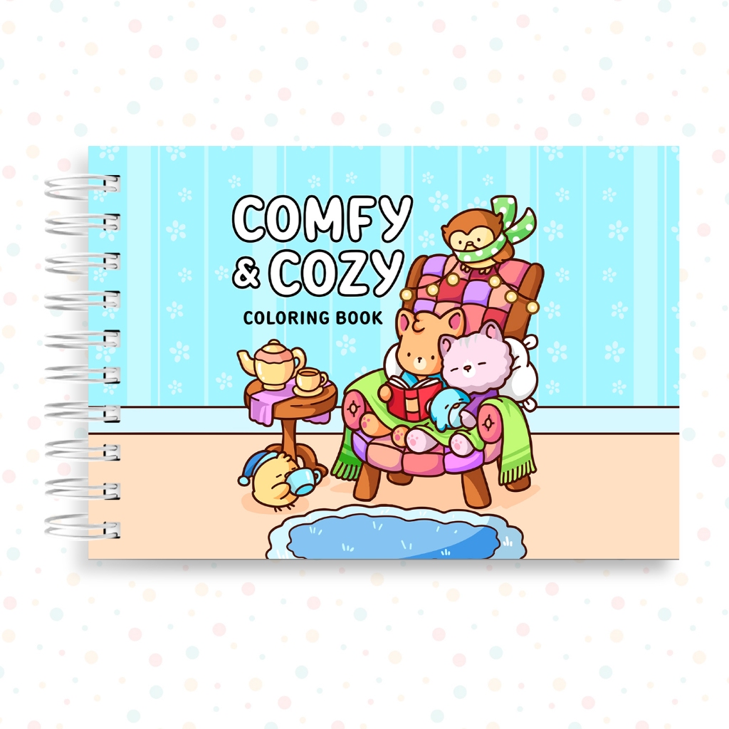 Livro de Colorir Comfy Cozy 43 Folhas Grossas com Acetato Caderno Desenho Confortavel Ursinhos