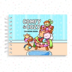 Livro de Colorir Comfy Cozy 43 Folhas Grossas com Acetato Caderno Desenho Confortavel Ursinhos