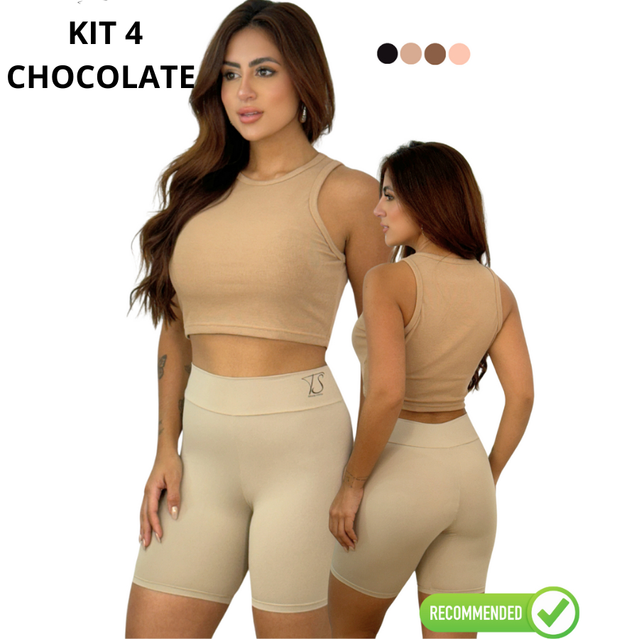 Kit 4 Anágua Bermuda Segunda Pele Cintura Alta Confortável de Segurança Lingerie Não Marca em Poliamida