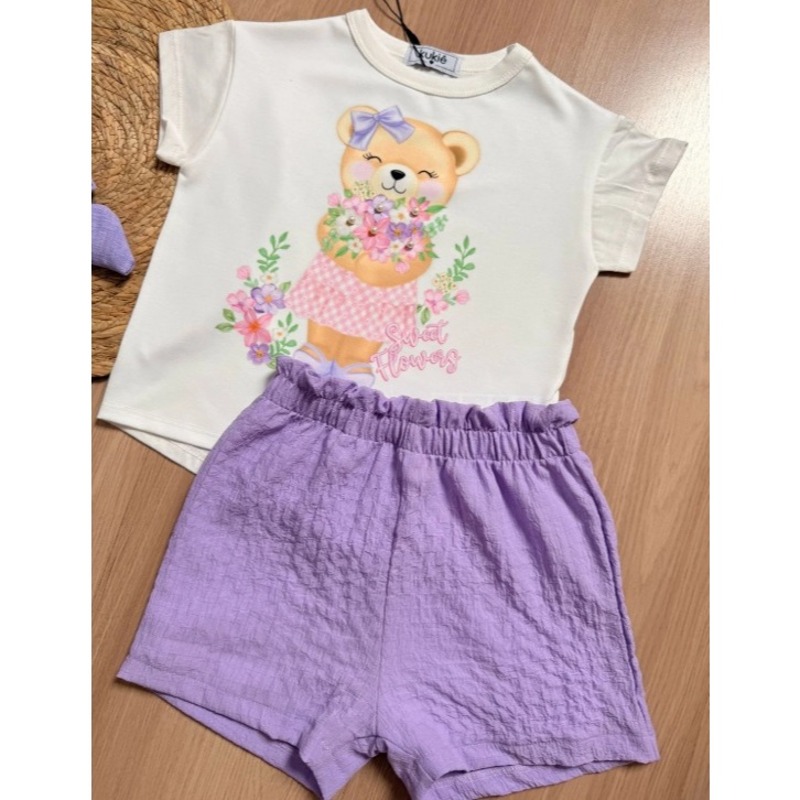 Conjunto Infantil Menina Blusa Boxy e Shorts Kukiê Promoção 87718