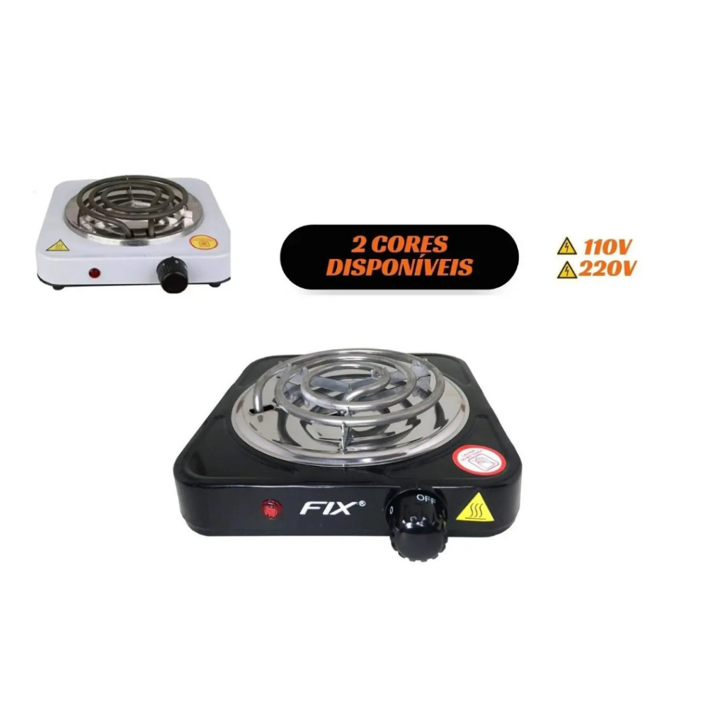 Fogão Fogareiro Elétrico Cooktop Camping Portátil Espiral 1 Boca 110V