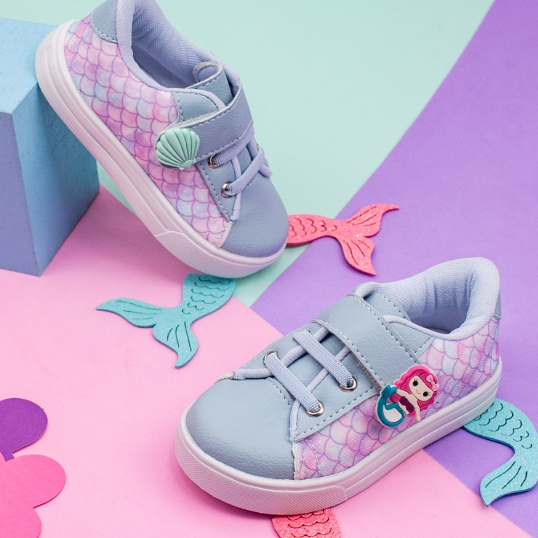 Tênis Menina Infantil Sereia Delicado Fechamento Fácil Confortável Promoção Original Leve 20 ao 27 em Oferta na Shopee