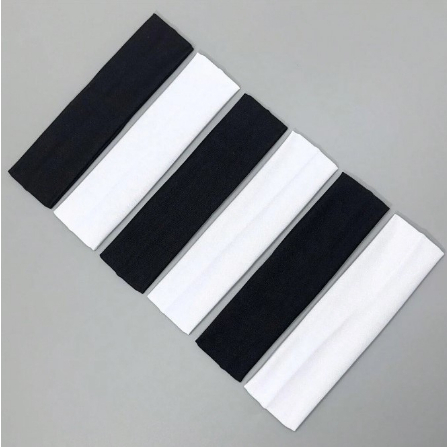 KIT FAIXAS DE CABELO TIARA GINÁSTICA ACADEMIA ESPORTE BRANCO PRETO