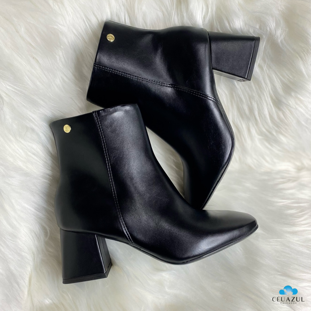 Bota Feminina Vizzano Salto Bloco Napa Genebra Zíper Conforto
