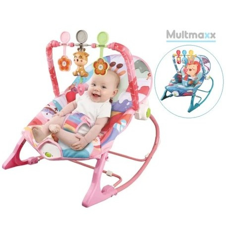 Cadeira de Descanso Vibratória Musical Infantil Multmaxx Cadeirinha de Balanço Bebê Rosa/Azul