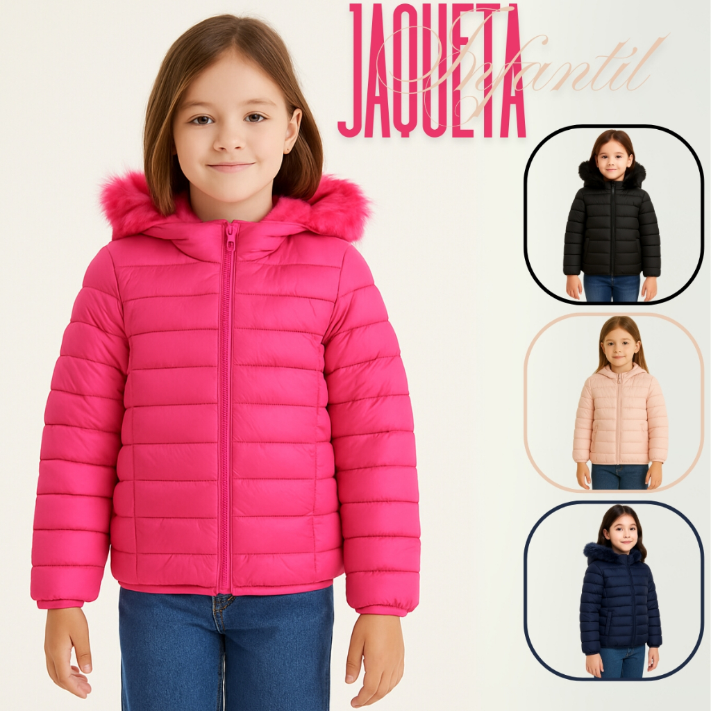 Jaqueta Juvenil Menina Nylon Forrada Com Pelinhos Por Dentro