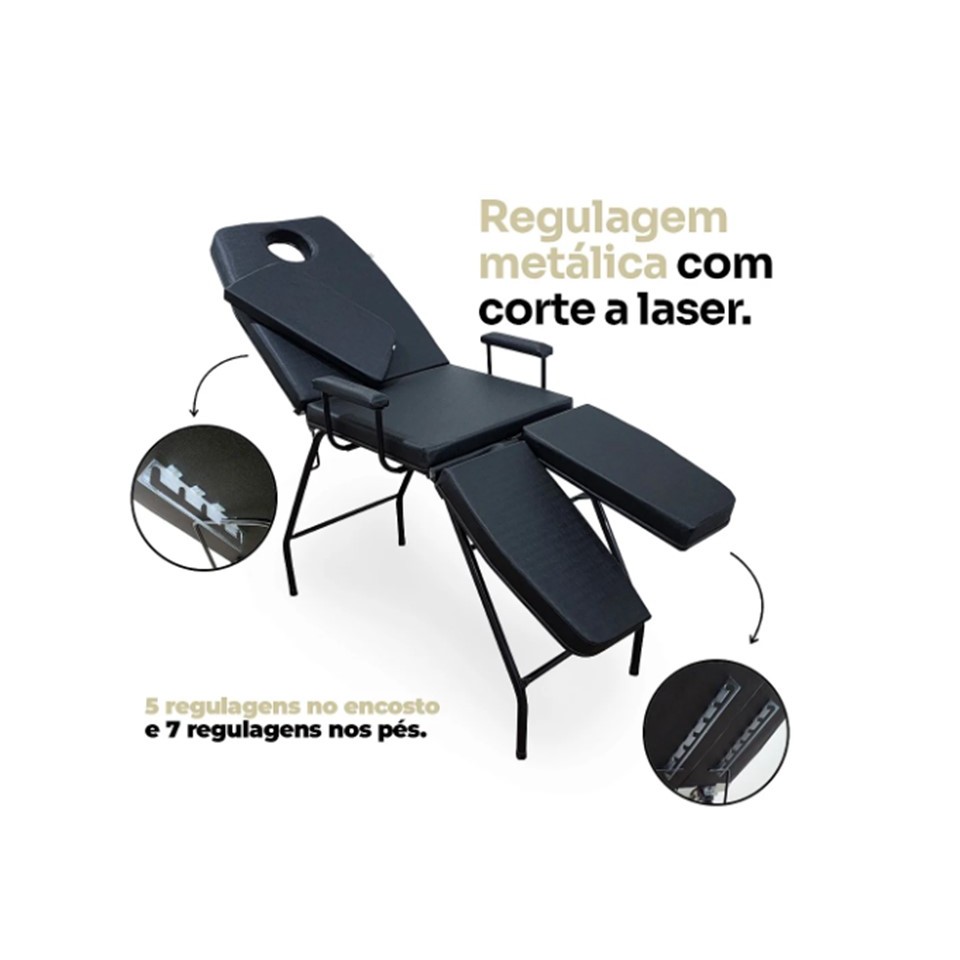 Maca Estética Beleza Tatuagem Bi-perna 3 Posições com respirador e elevação negativa das pernas modelo Premium - For-ty