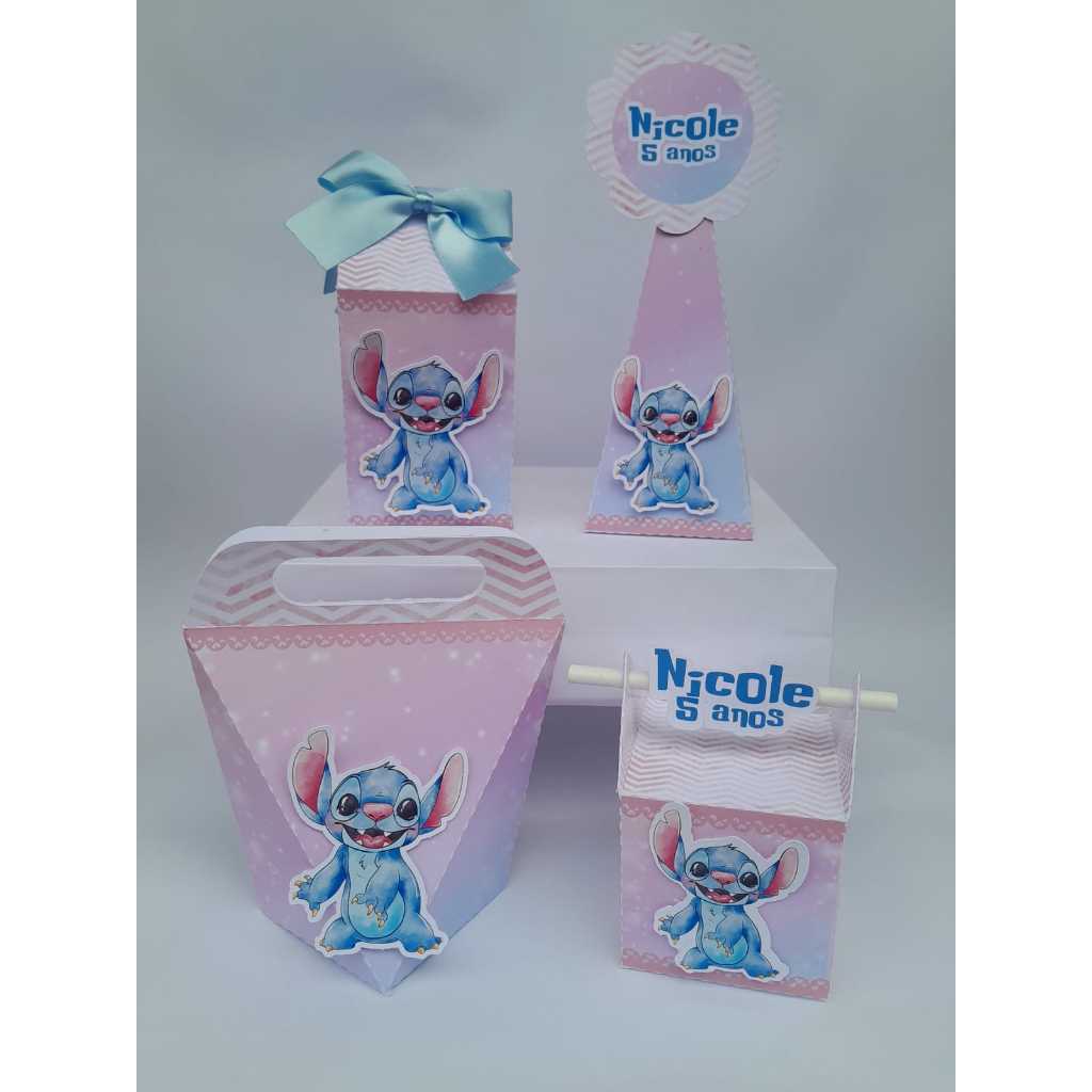 KIT PERSONALIZADO PARA LEMBRANCINHA STITCH/KIT FESTA STITCH/KIT CAIXINHAS PERSONALIZADA STITCH