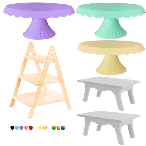 Kit Festa Decoração Boleira babado + Mesinha + Escadinha Para Lembrancinha Suporte Doce De Mesa