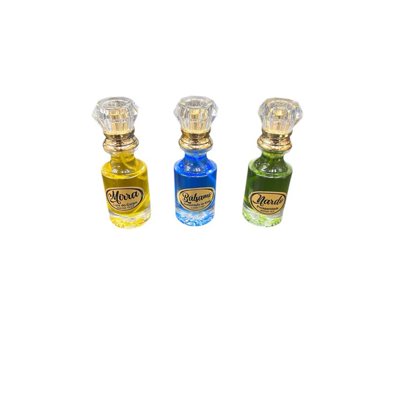 1 Óleos Ungidos Luxo 30ml – Mirra, Bálsamo e Nardo – Cura, Restauração e Prosperidade