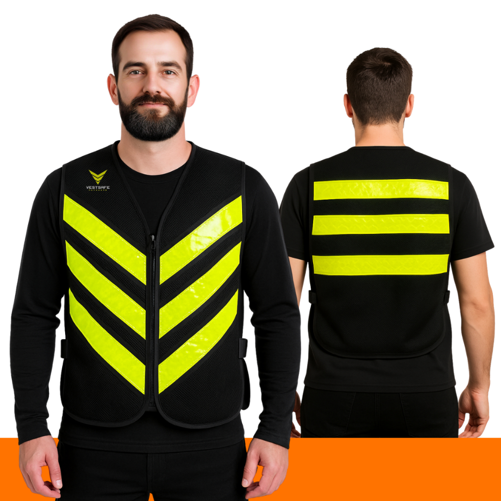 Colete Para Motoboy Mototáxi Moto Refletivo Com Bolso Alta Visibilidade Faixa Aprovado Denatran em Oferta na Shopee