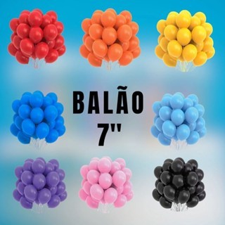 Balão Bexiga Redondo Número 7" Liso Diversas Cores 30 Unid Tipo Premium em Oferta na Shopee