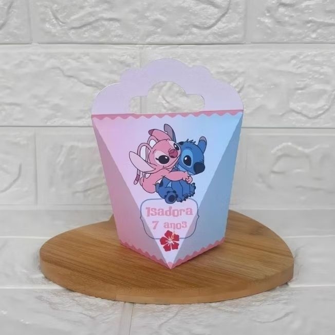 PEGUE E MONTE - Caixinha Coração Triangulove personalizada Stitch e Angel -  Lembrancinhas -  Festa de Aniversário