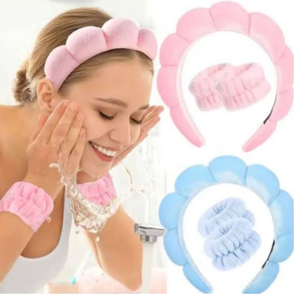 Kit 4 Peças- 1 Tiara Nuvem- 2 Punhos Toalhas & 1 Presilia De Flor Pequena F32:JW-TIA-BB em Oferta na Shopee