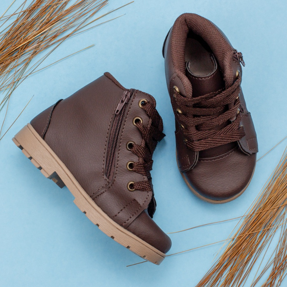 Bota Menino Infantil Coturno Sola Tratorada Confortável Botina Casual Promoção Leve 20 ao 27
