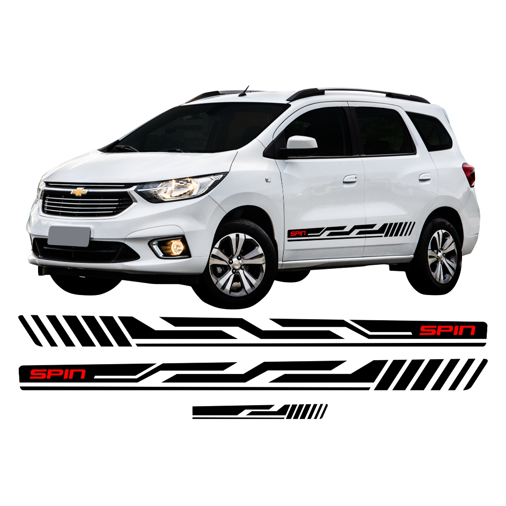 Adesivos Faixas Laterais e Traseira Chevrolet Spin Advantage LS LT LTZ 2017 A 2020 Acessórios Personalizado CH121