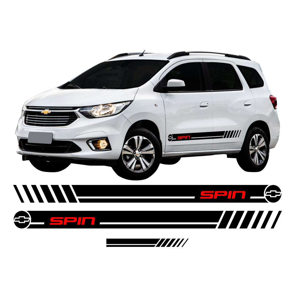 Kit 3 Adesivos Gm Spin Ls Lt Ltz Advantage 2017 A 2020 Faixa Lateral E Traseira Acessórios Personalizado CH122