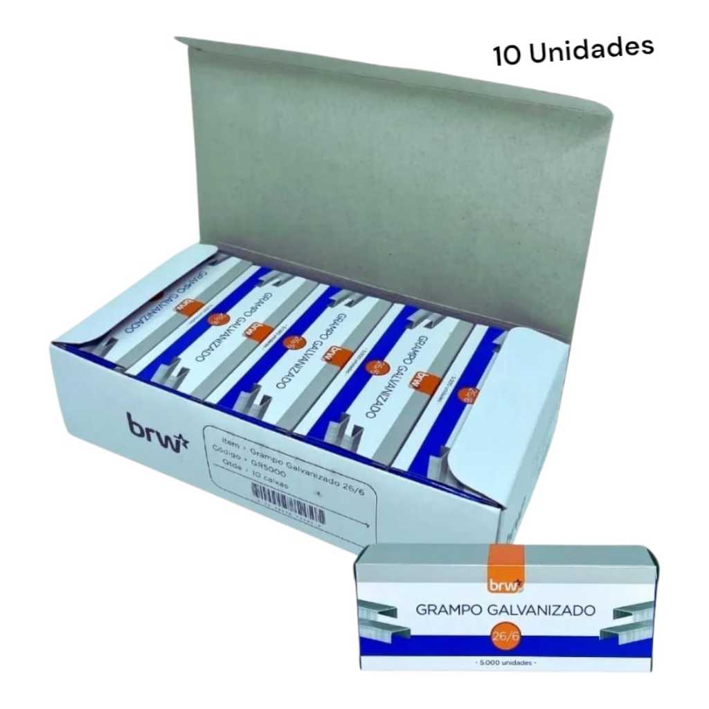 Kit Atacado 10 Caixas Grampo Grampeador Galvanizado 26/6 em Oferta na Shopee