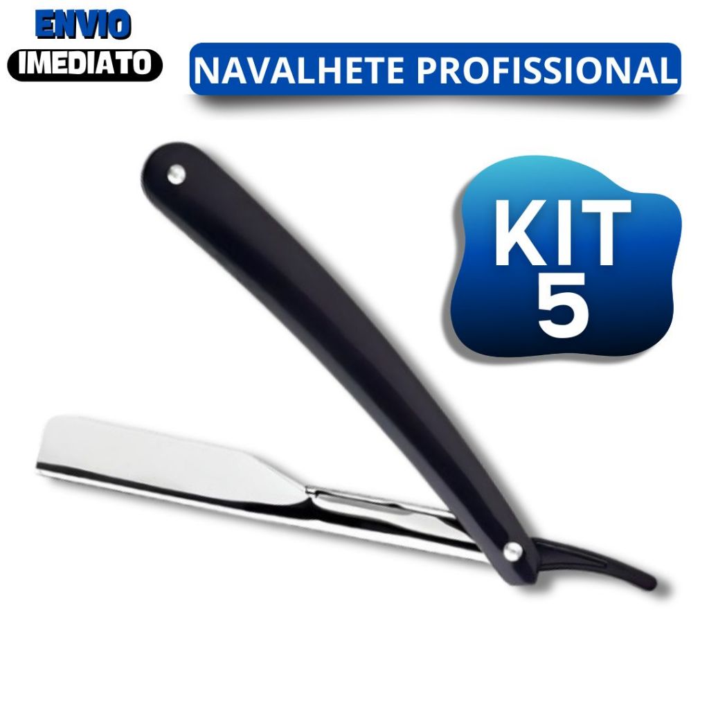 Kit 5 Navalhete Para Corte de Cabelo e Barba Barbearia Profissional e Salão de Beleza