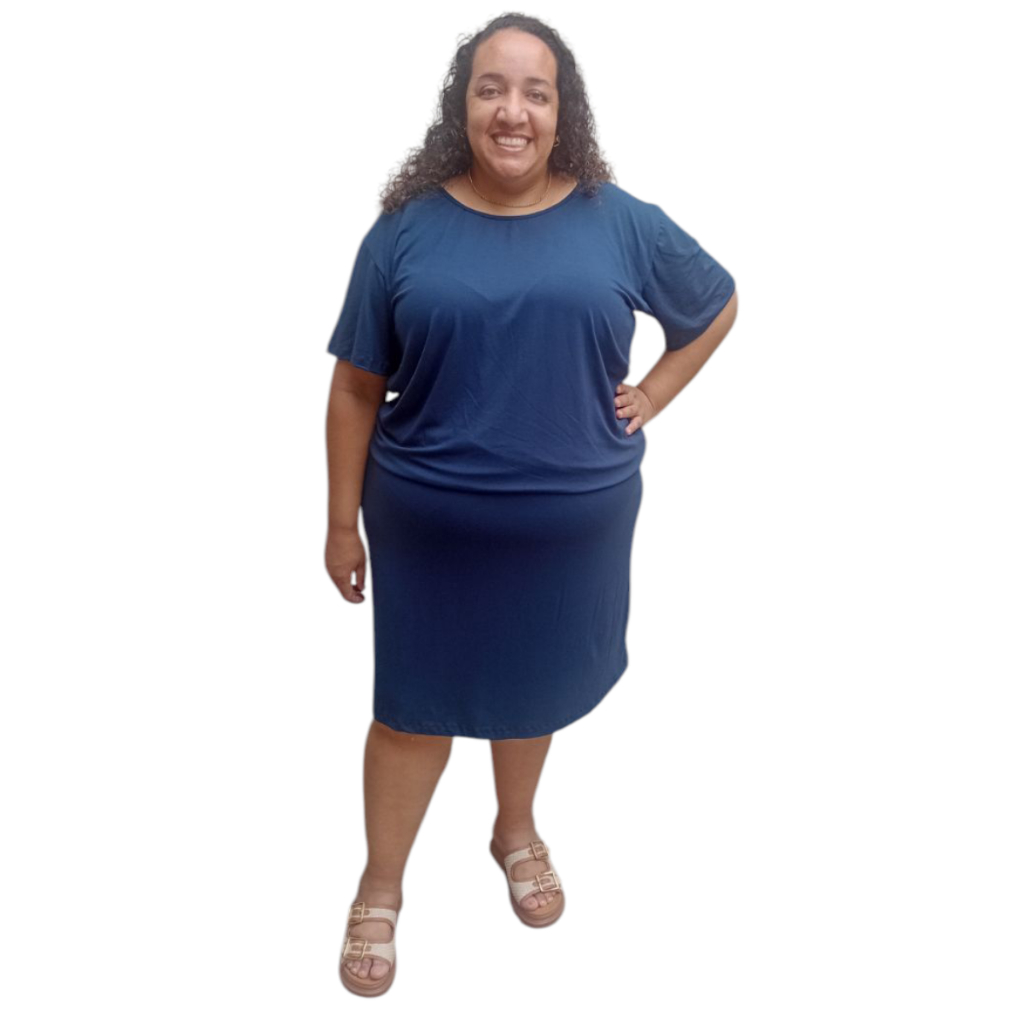 Vestido Plus Size Manga Curta Básico Tamanho 40 ao 64 (M Ao G10) com Elástico na Cintura Cores Lisas
