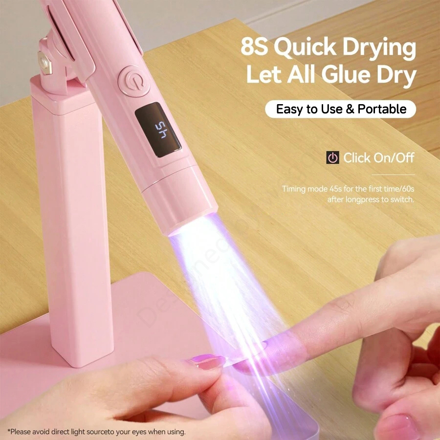 Lâmpada de Manicure Branca com Suporte de Tela 360 Graus Rotativa e Aquecimento Multifunci...