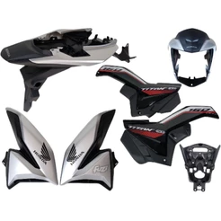 Kit Carenagens Aba do Tanque + Frontal + Tampa Lateral + Traseira Completa Titan 2022 Prata