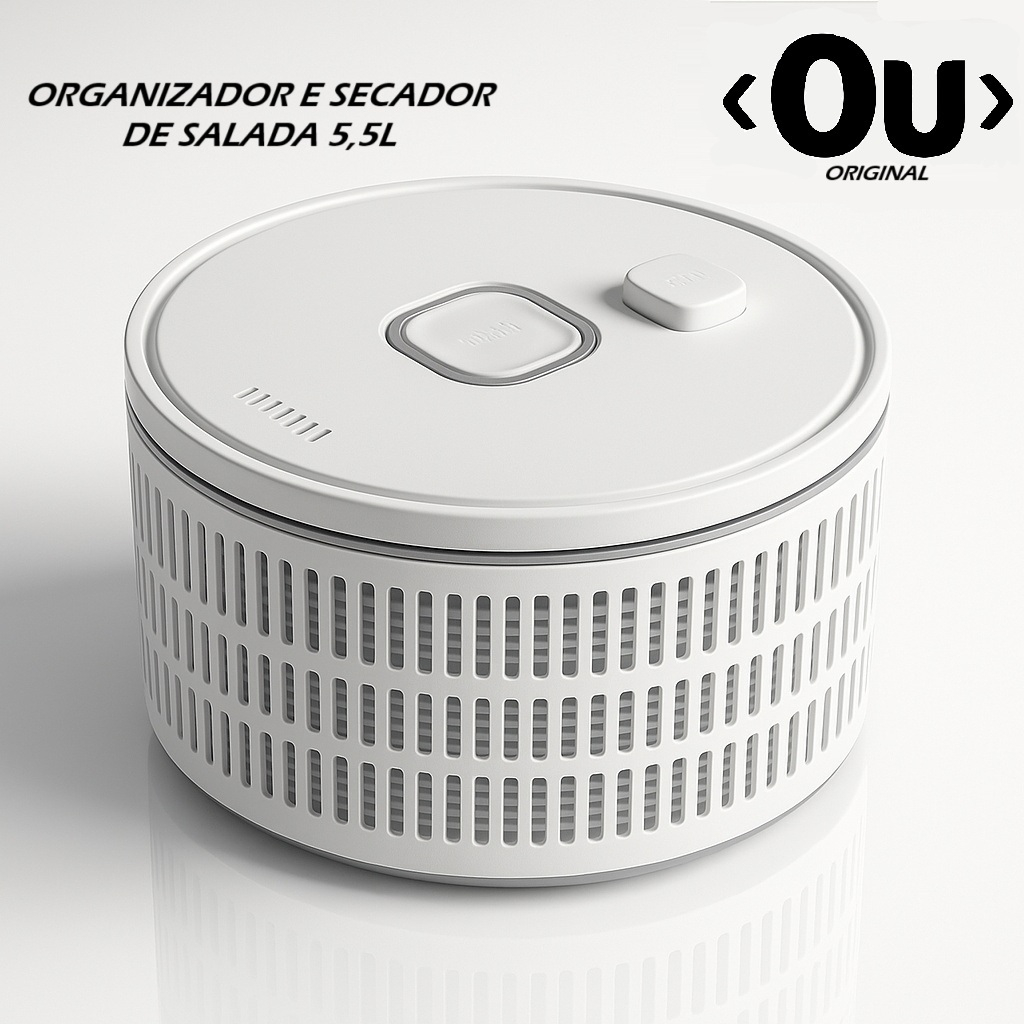 Secador de Salada 5.5L Organizador Geladeira Manual Folhas Giratório Legumes Verdura Alface Alimento