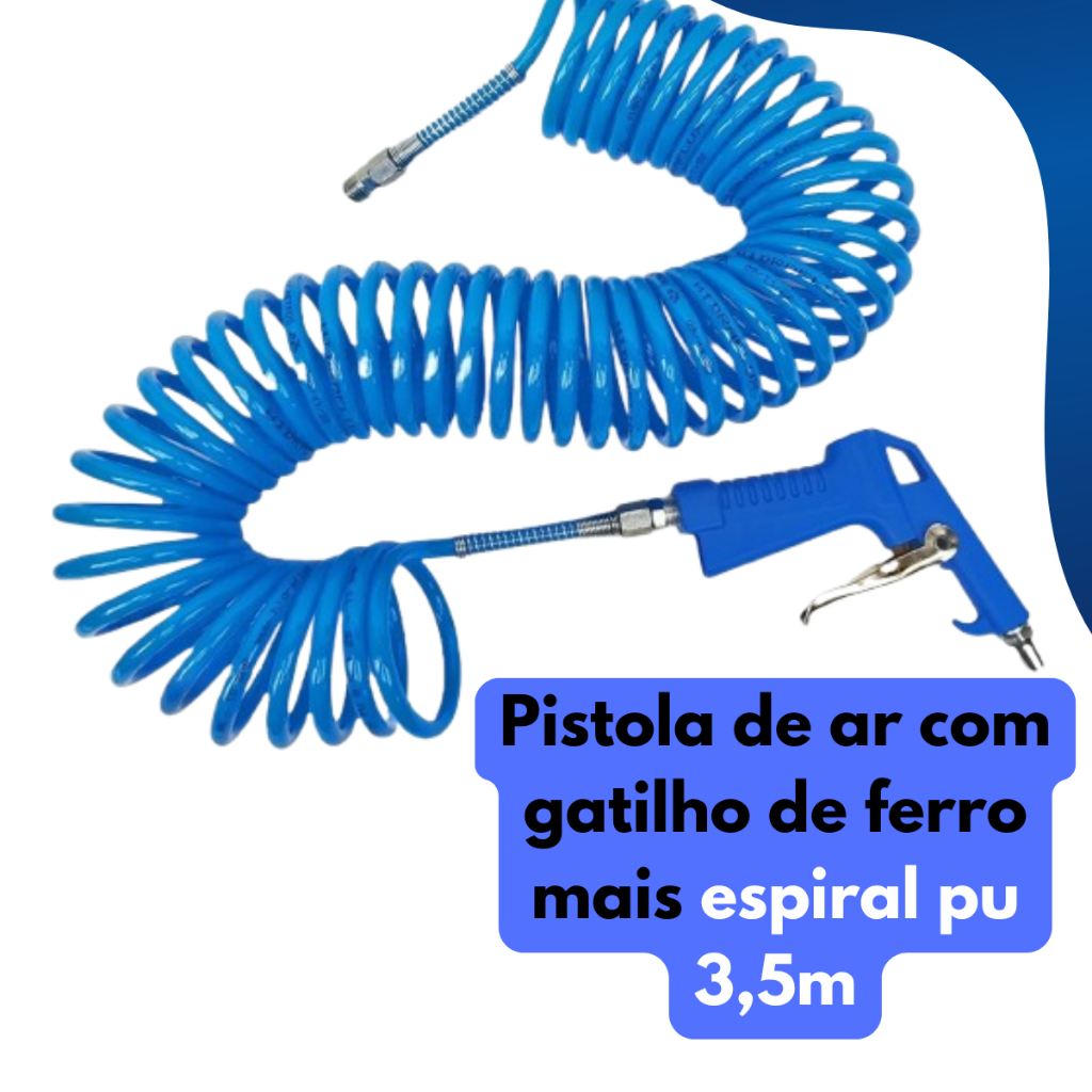 Bico Passar Ar Com Gatilho de Ferro Kit Mangueira De Ar Comprimido 15 Metros