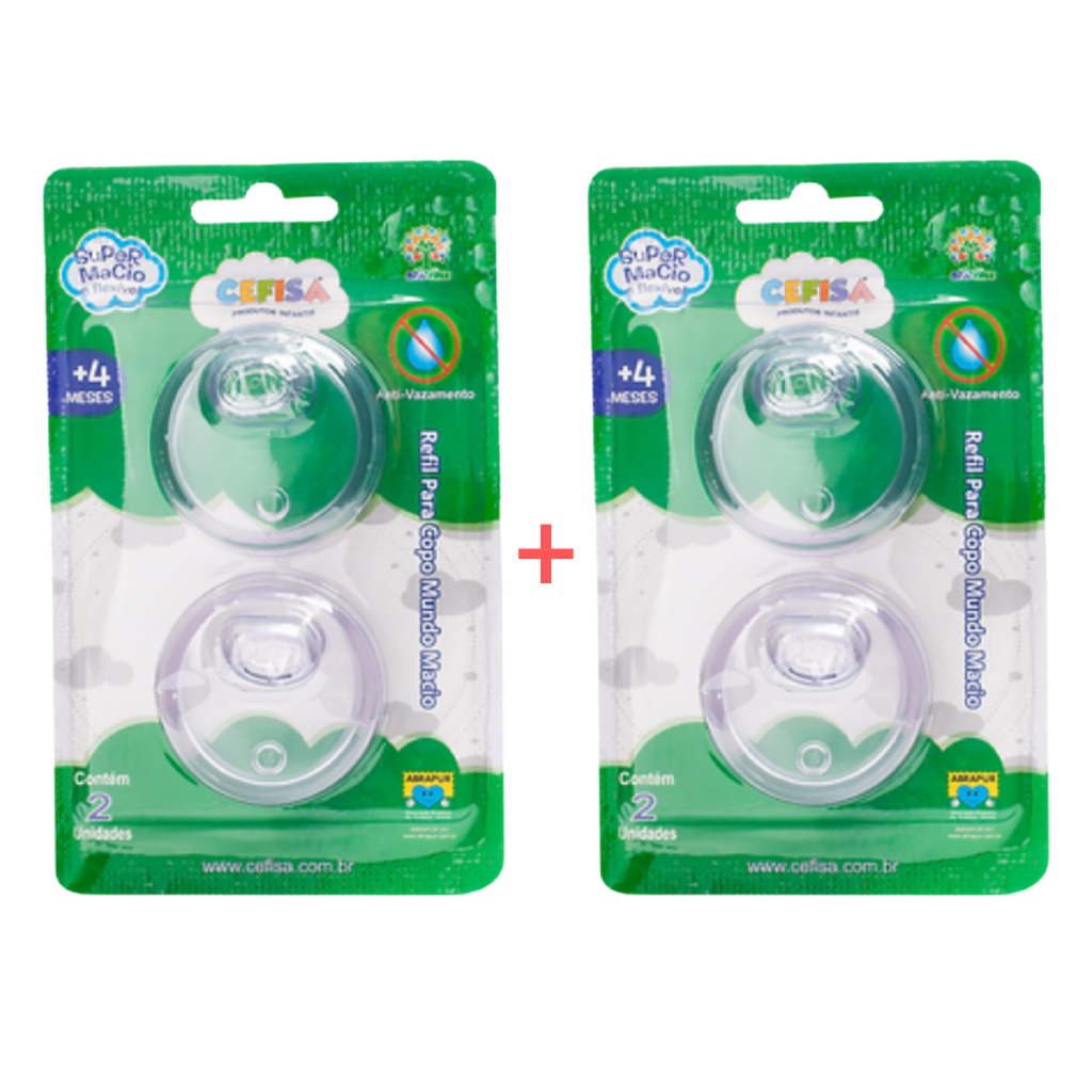 Bico Refil Para o Copo Treinamento Mundo Macio Cefisa KIT COM 4 Unidades