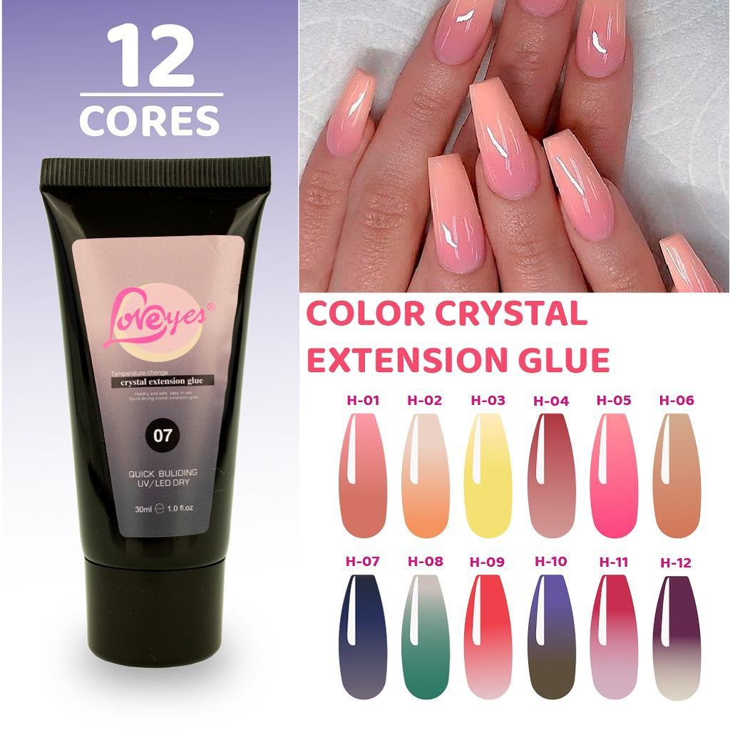 Polygel Loveyes LED/UV 30ml - Temperature Change Set Cristal Inodoro UV Nail Gel Extensão Set LED Gel Builder/PG-LOVE-TC