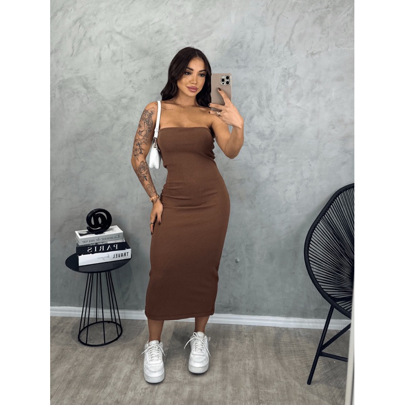 Vestido midi zero transparencia vestido tomara que caia anarruga vestido midi com bojo sem fenda