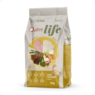 Ração Seca Quatree Life Frango e Arroz Gatos Castrados - 3 Kg em Oferta na Shopee