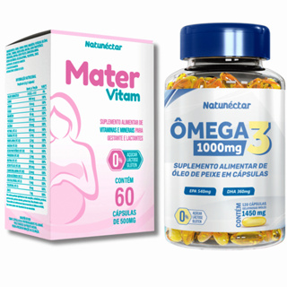 Vitaminas Gestante Multivitamínico Mater Vitam 60 Caps + Ômega 3 100MG DHA EPA 120 Caps Natunéctar em Oferta na Shopee