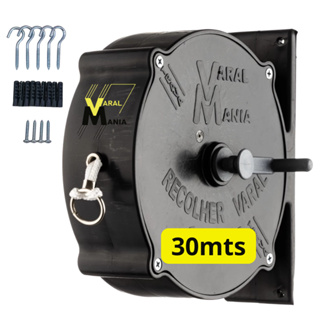 Varal Recolhível De Parede 30m Preto Resistente Ao Tempo Sol e Chuva, Para Casas e Apartamentos em Oferta na Shopee