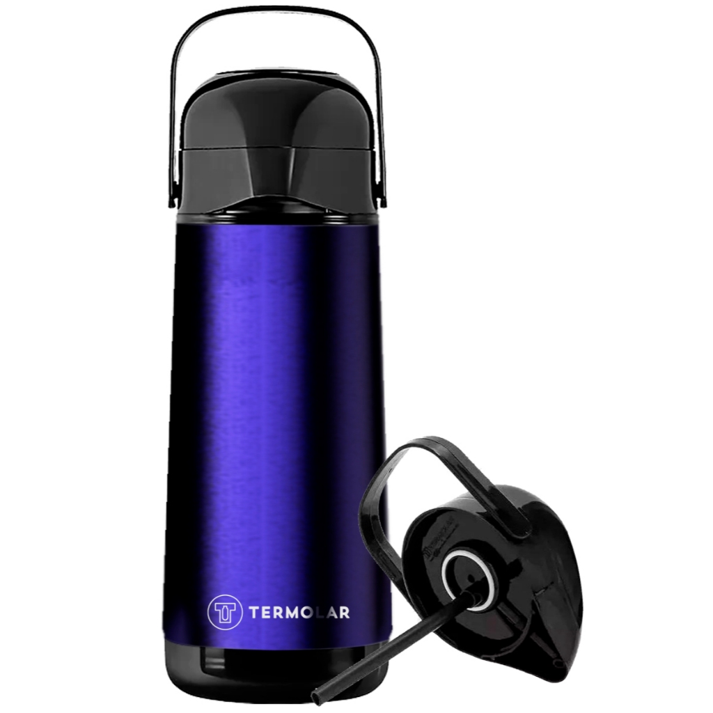 Garrafa Térmica Pressão 1 Litro Aço Inoxidável Com Alça Termolar em Oferta na Shopee