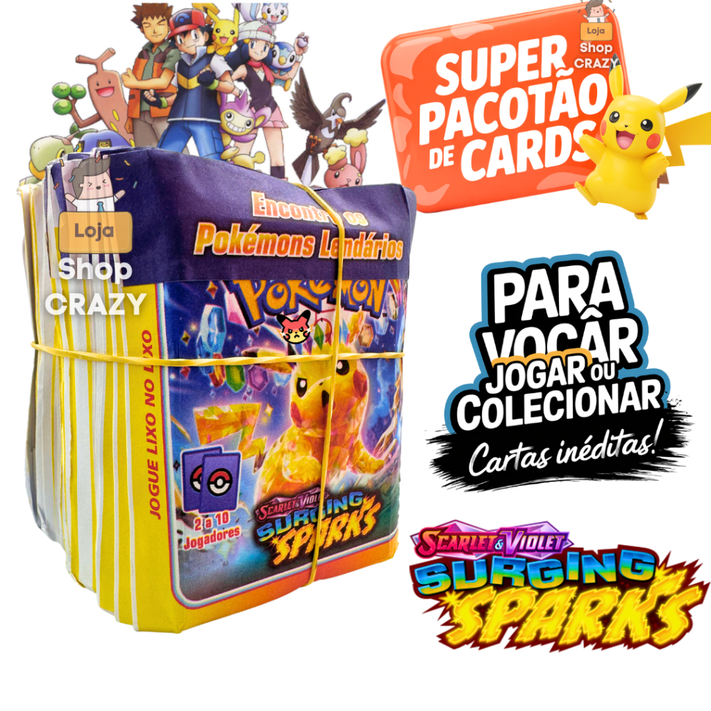 100 Super Cards PokeBola Lançamento 2026 | Colecionar ou Bafo | Para Presente e Temas de Festas