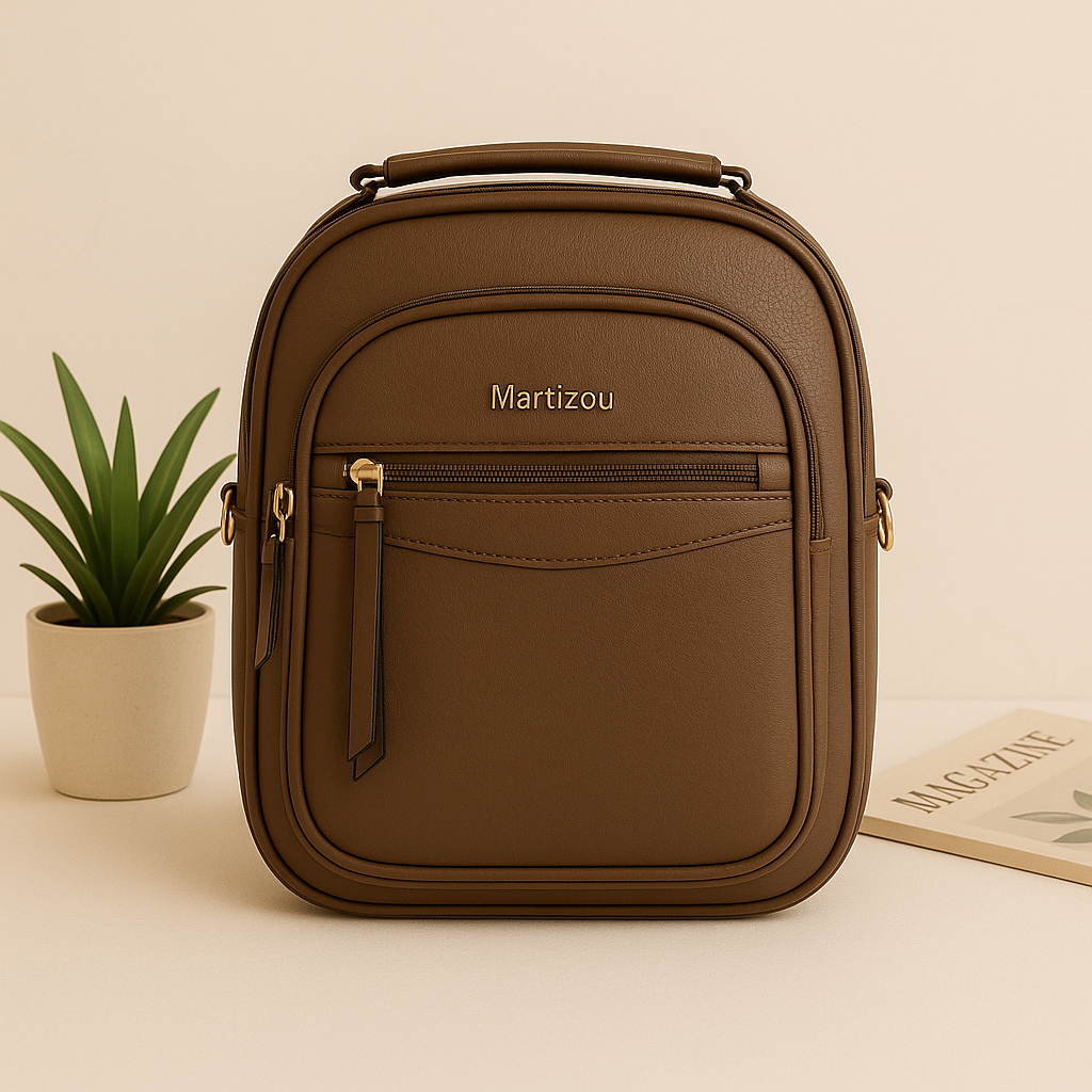 Mochila Feminina Média Azul em Couro Sintético com Alça Reforçada – Ideal para Trabalho, Passeio e Dia a Dia (7736)