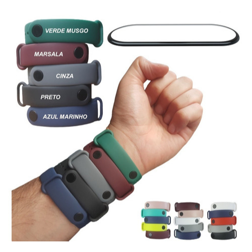 Pulseira Para Mi band5 Mi band6 Amazfit Band Silicone Compatível MI BAND7