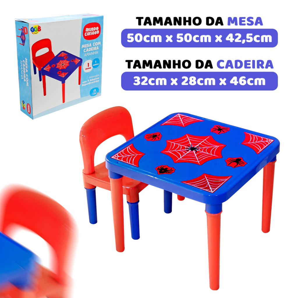 Mesa e Cadeira Infantil Unicórnio Aranha Dinossauros Mesinha Cadeira Criança Desenhar Atividades