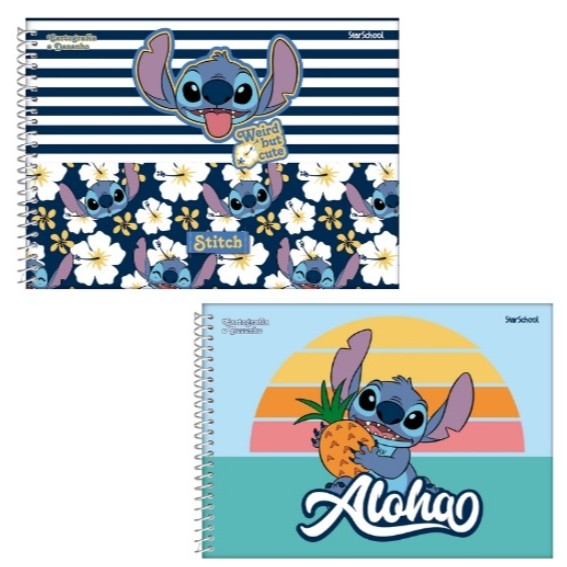CADERNO DE CARTOGRAFIA E DESENHO STITCH / STARSCHOOL / JANDAIA / 80 FOLHAS / MATERIAL ESCOLAR