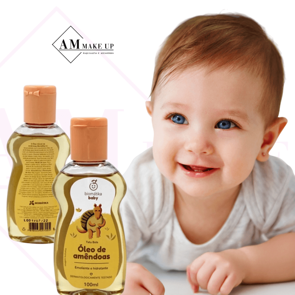 Óleo Biomatika Baby Amêndoas Emoliente e Hidratante Pele Rosto Corpo Hidratante Natural 100ml