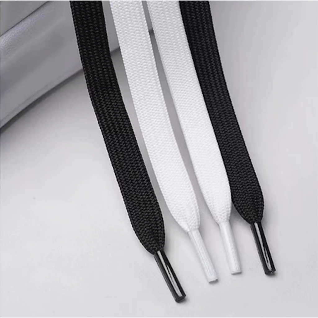 5 Pares de Cadarço Achatado Branco ou Preto de Qualidade para Tênis Tamanho Adulto 130cm em Oferta na Shopee