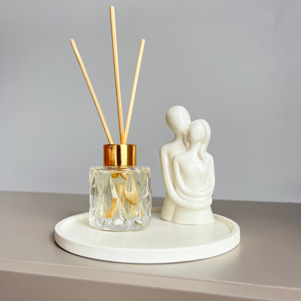 Kit Casal + Bandeja Redonda + Difusor de Varetas - Decoração para quarto de casal, lavabo,...