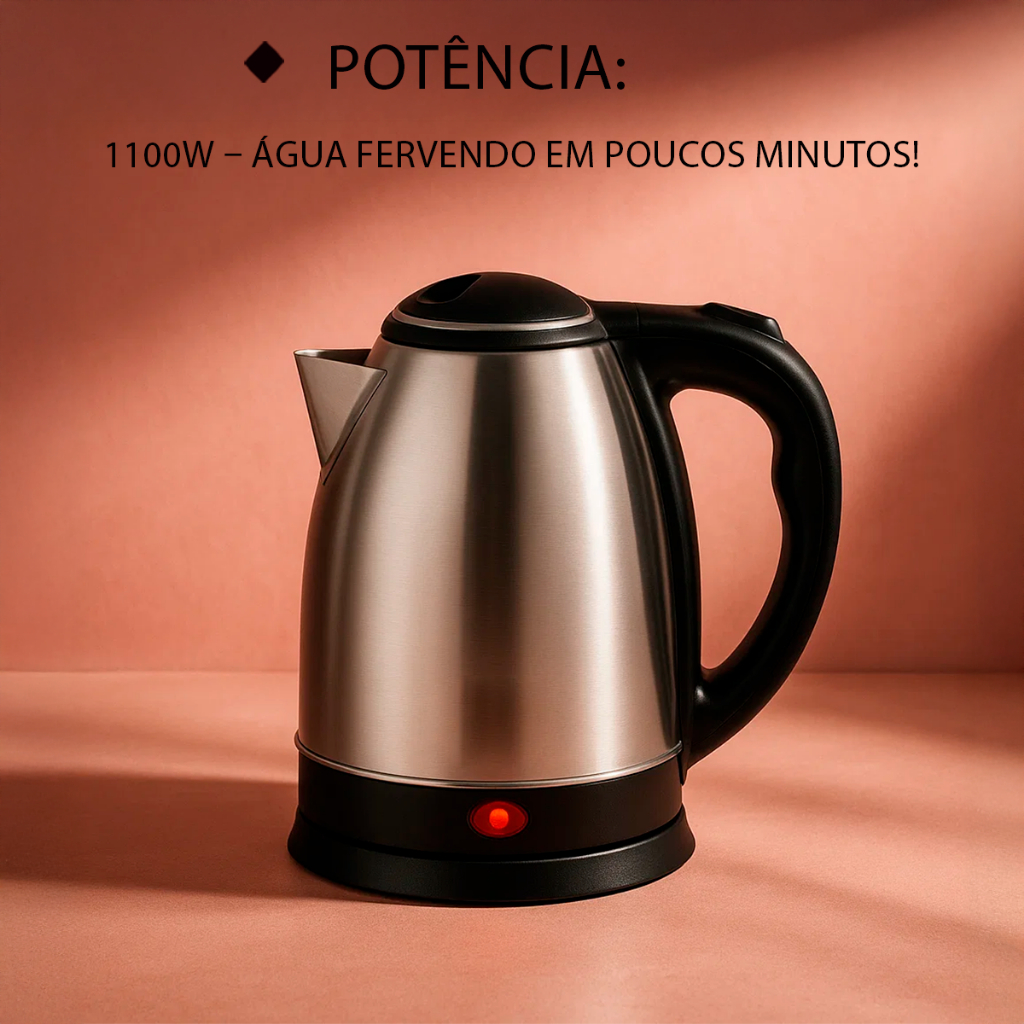 Chaleira Jarra Eletrica 1100w Aço Inox Colorida 1.8 Litros 110V ou 220V