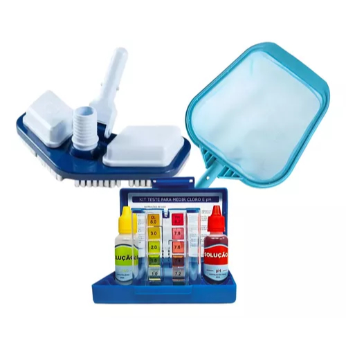 KIT LIMPEZA ASPIRADOR ASA DELTA ESTOJO MEDIDOR PH E PENEIRA PARA PISCINA - PARA LIMPEZA E MANUTENÇÃO