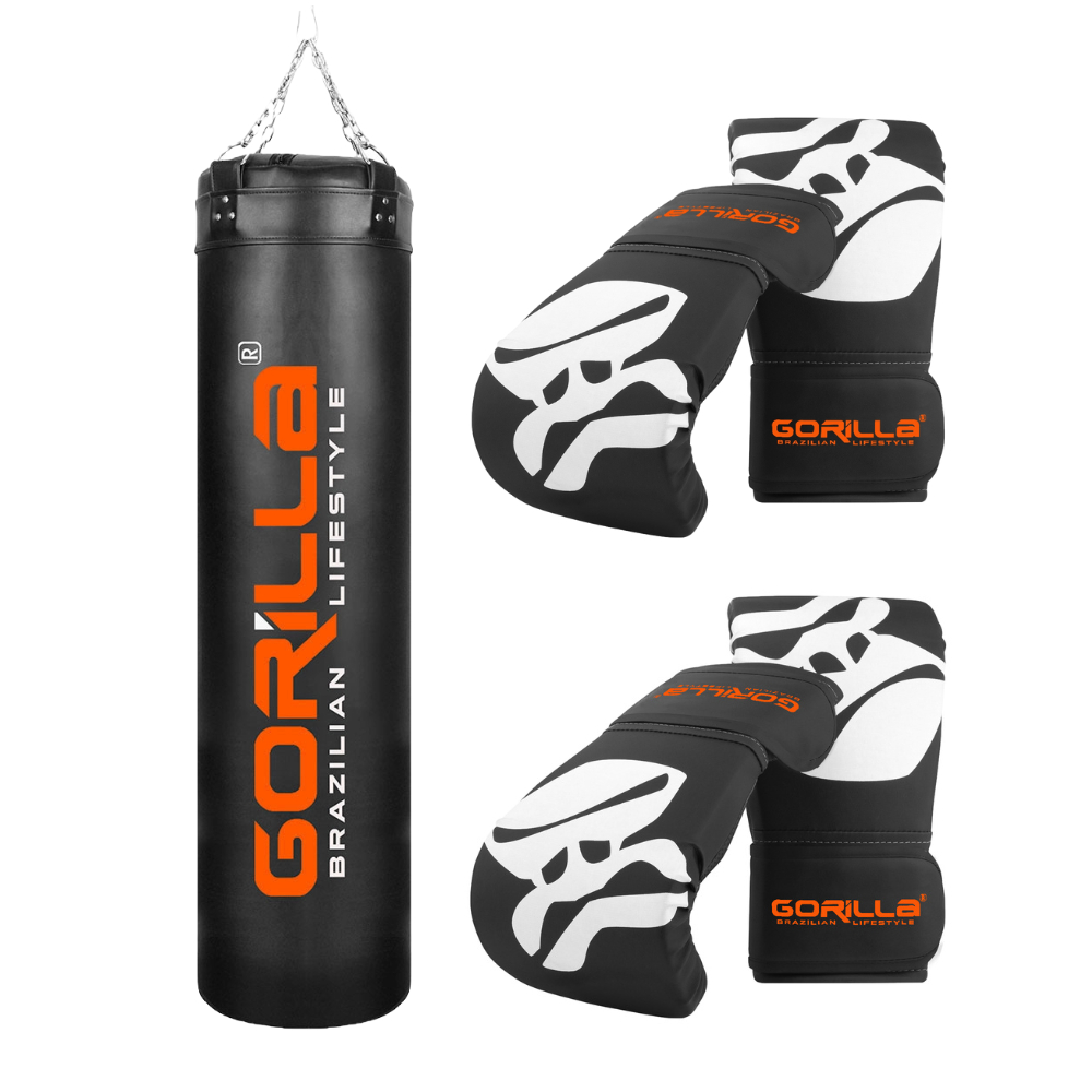 Saco De Pancada Profissional de treino 180 Cm + 02 Pares de Luva Bate Saco Pro Muay Thai Gorilla
