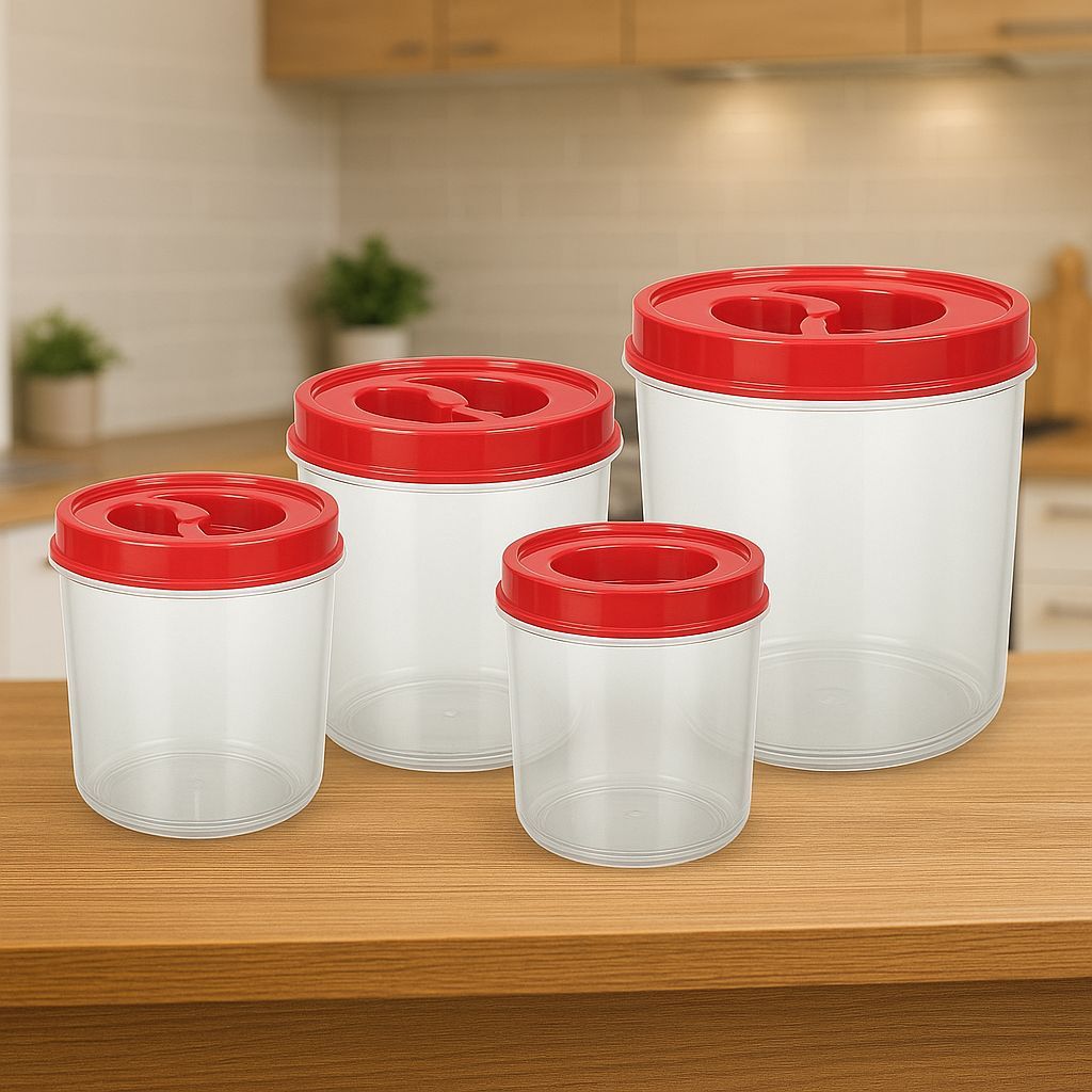 Kit De Potes De Mantimentos Redondo Com Tampa De Rosca Transparente Resistente Cores Sortidas 2492