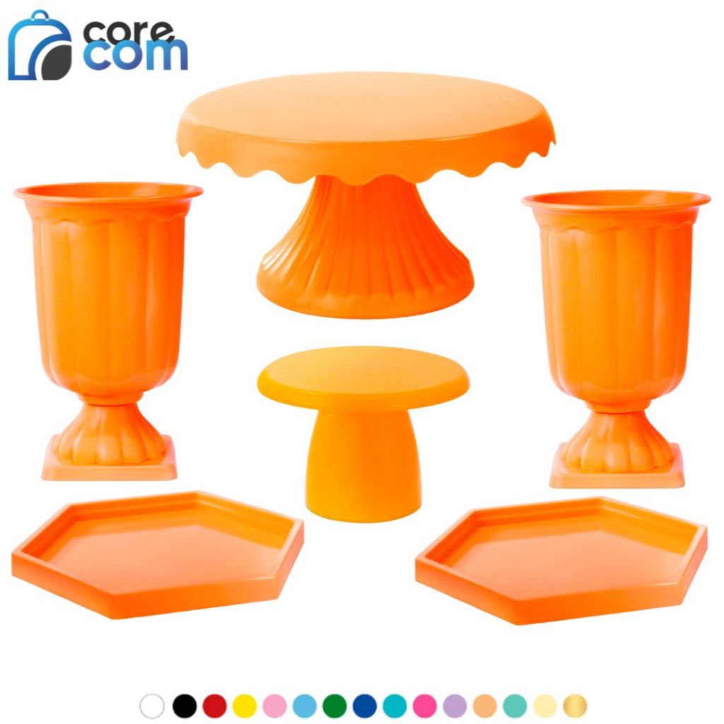 Kit - 1 Boleira Cake Renda 19, 2 Vasos Gregos, 2 Mini Sextavada, 1 Mini Cake Slim
